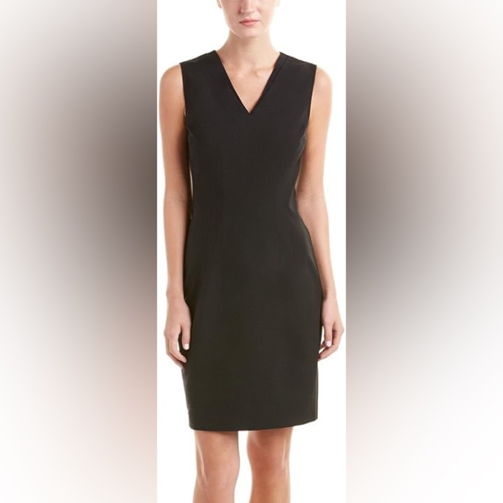 Eli Tahari Wool V Neck Dress
